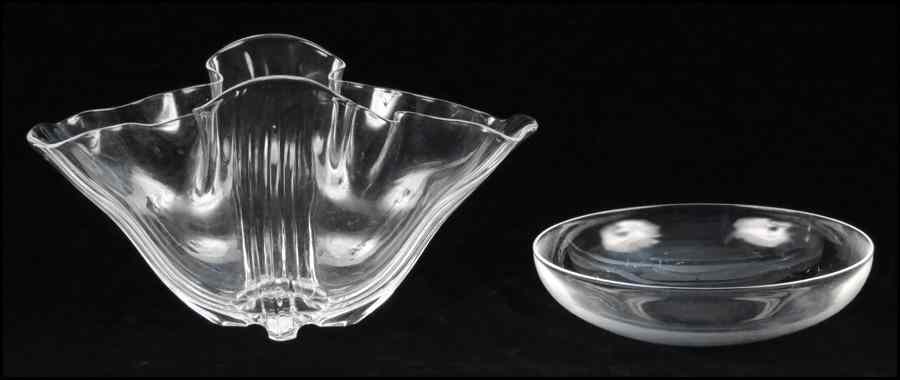 Appraisal: STEUBEN CRYSTAL RUFFLED GROTESQUE VASE Together with a Steuen crystal