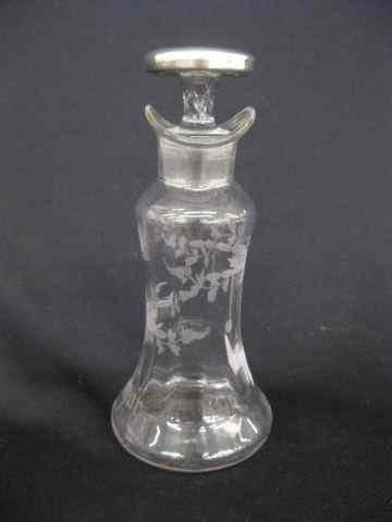 Appraisal: Hawkes Etched Crystal Sterling Oil Vinegar Bottle signed '' excellent