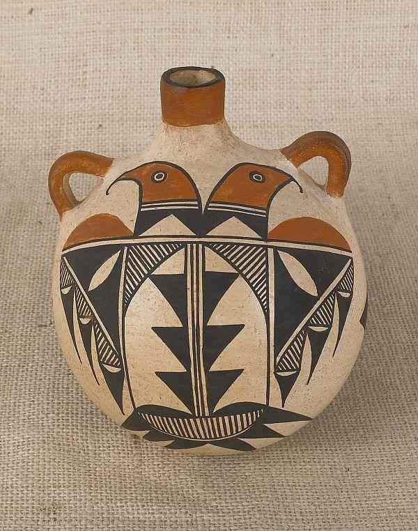 Appraisal: Acoma pottery canteen signed Edna Chino h