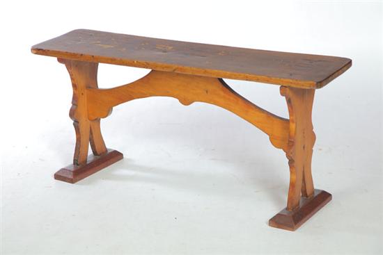 Appraisal: BENCH American late th century mixed woods Single board top