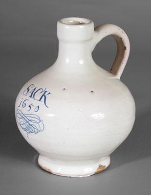 Appraisal: Delft quot Sack quot bottle white-glazed bulbous form with quot