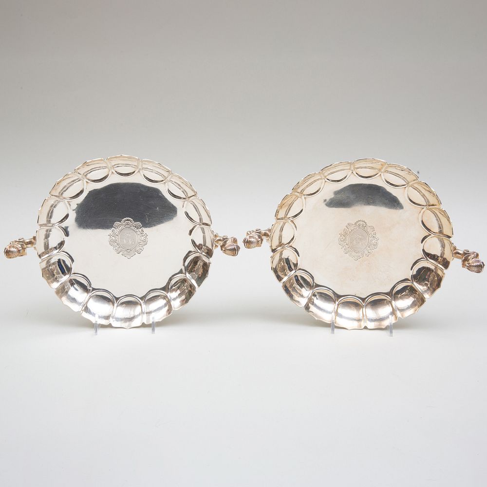 Appraisal: Pair of George V Silver Scalloped Dishes Mark of Crichton