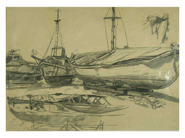 Appraisal: Edmund Brucker IN - x graphite drawing estate stamp verso