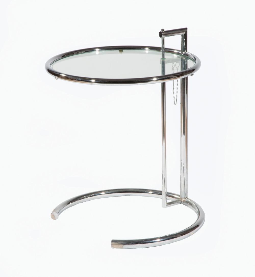 Appraisal: Eileen Gray E Adjustable Chrome and Glass Table c ClassiCon