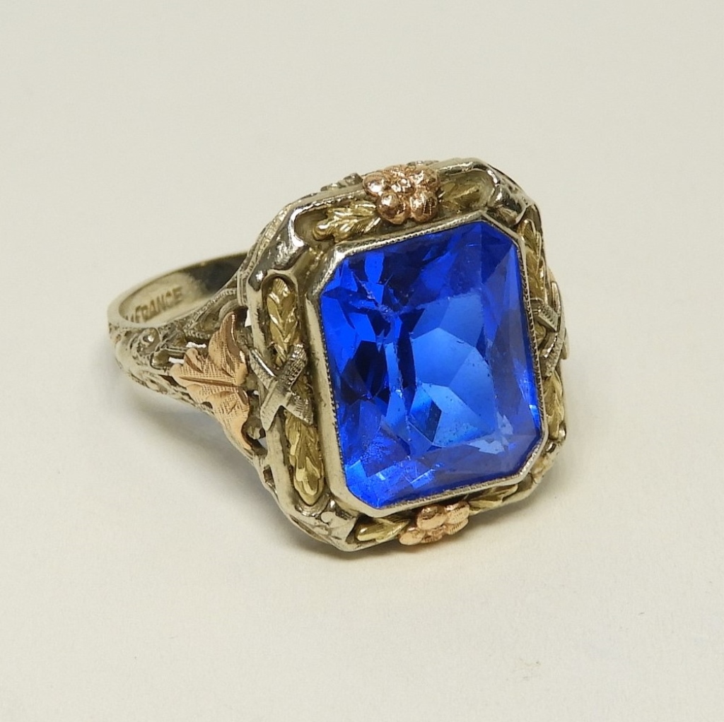 Appraisal: ART DECO K WHITE YELLOW GOLD SAPPHIRE RING Circa Art