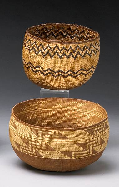 Appraisal: Two Northern California baskets Including a large Northwest mush bowl