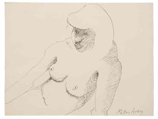 Appraisal: Milton Avery American - Female Torso ink on paper signed