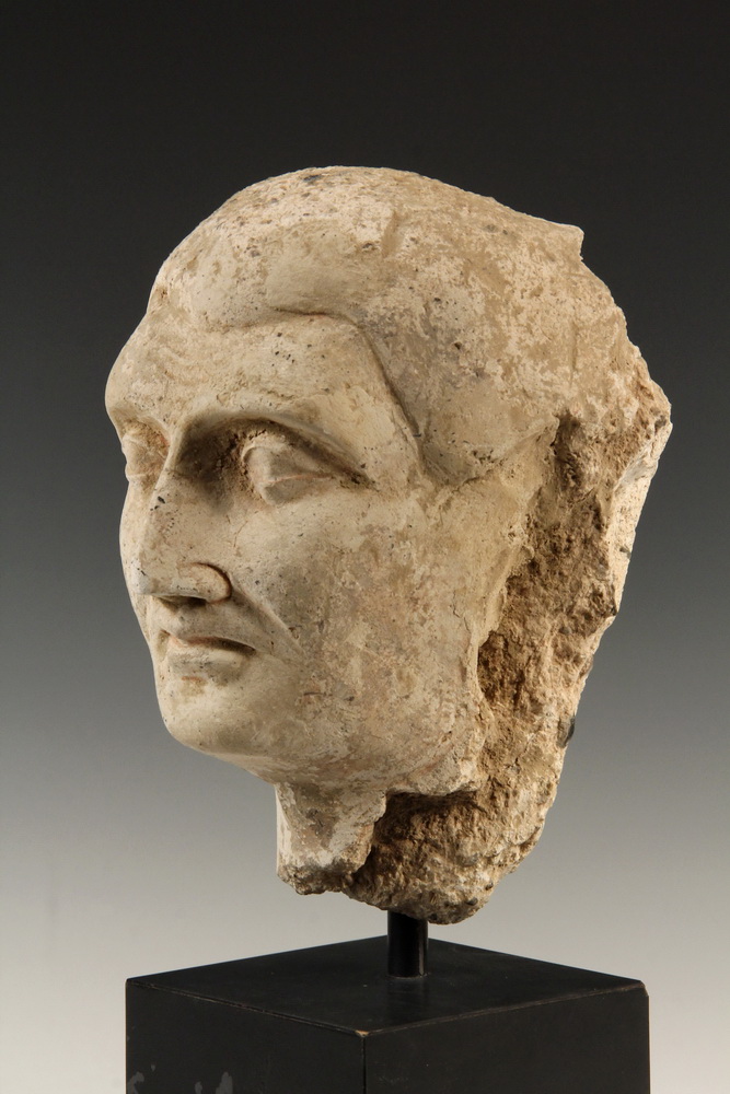 Appraisal: CENTRAL ASIAN SCULPTURE - Head of a Mature Male Gandharan