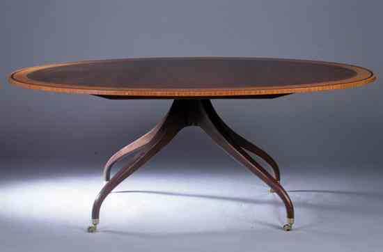 Appraisal: REGENCY STYLE MAHOGANY DINING TABLE By Baker Furniture stamped on