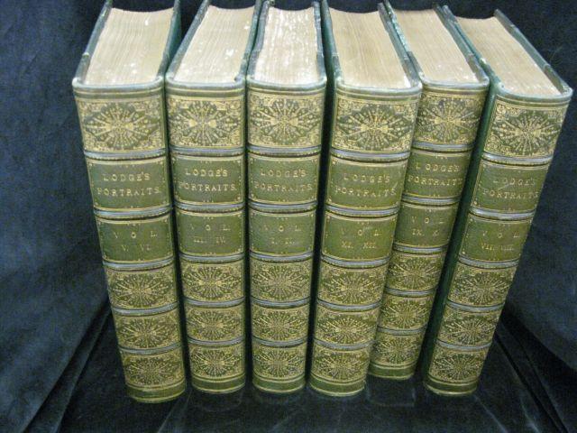 Appraisal: Volume Book Set Lodges Portraits green leather bound portraits of