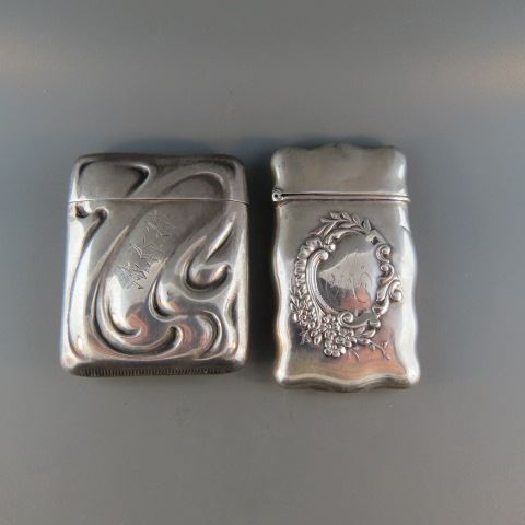 Appraisal: Sterling Silver Match Safes wreath style wavy