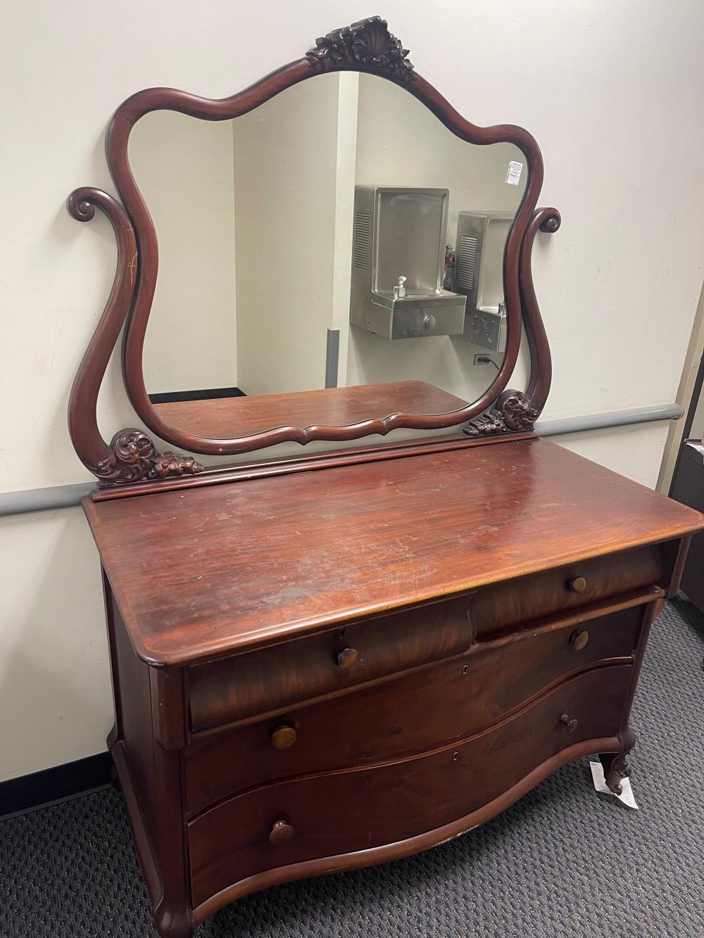 Appraisal: Classical Style Mahogany Dresser with Mirror With mirror x x