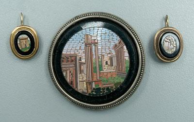 Appraisal: Three pieces micromosaic jewelry all with scenes of classical ruins