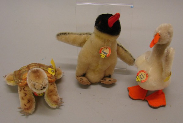 Appraisal: Lot of mohair water animals White Duck with orange felt