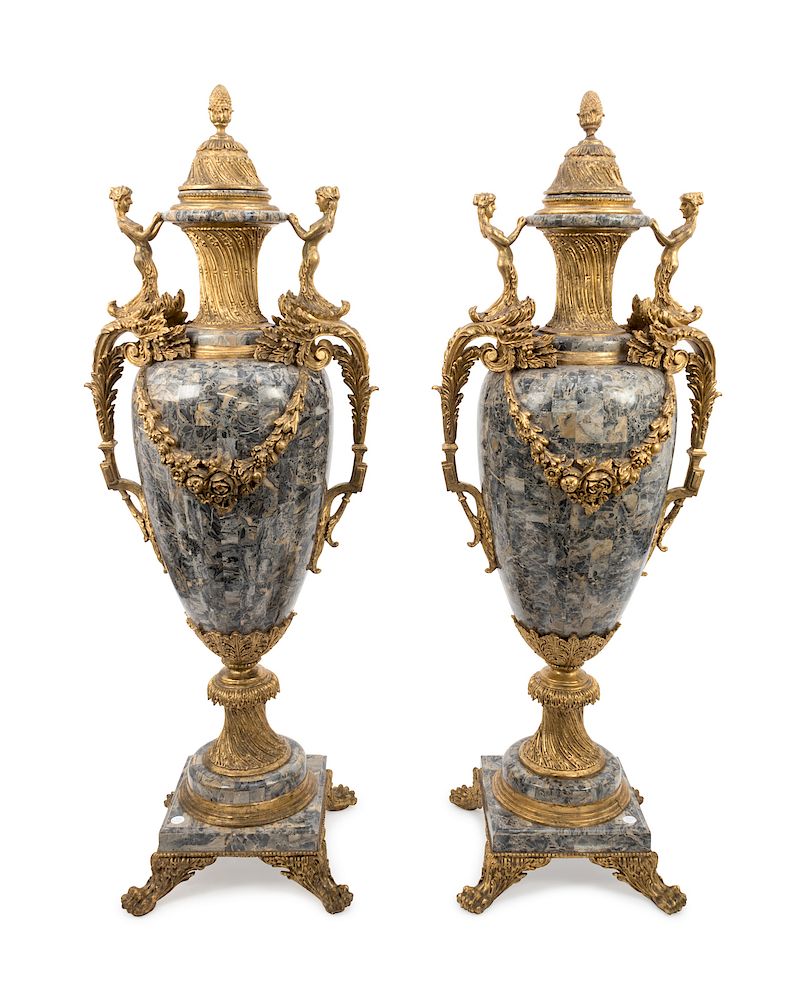 Appraisal: A Pair of Louis XV Style Monumental Faux Marble and