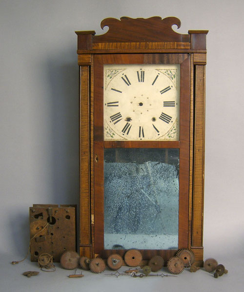 Appraisal: Putnam Bailey tiger maple and mahogany mantle clock th c