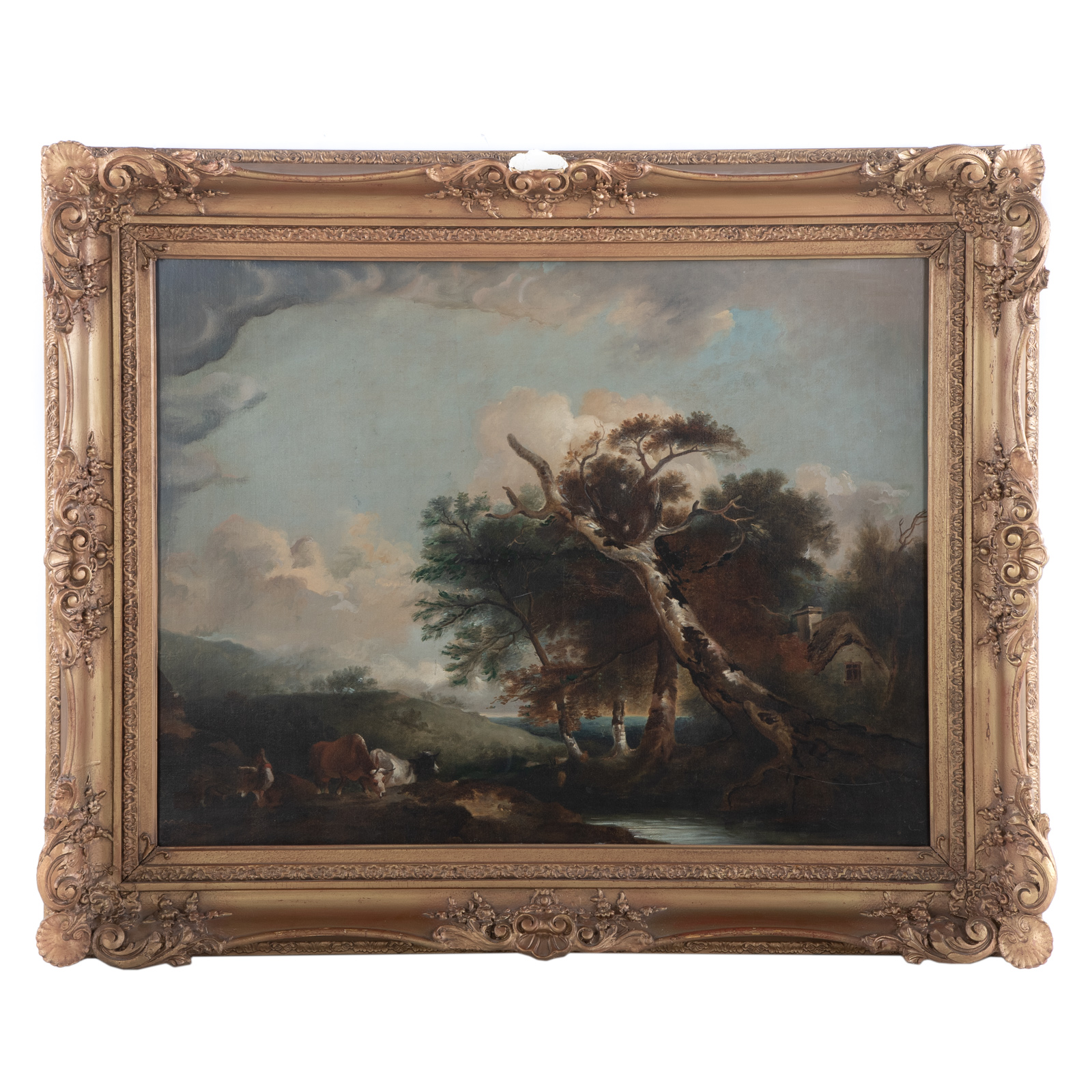 Appraisal: TH CENTURY PASTORAL LANDSCAPE WITH COWS OIL century Oil on