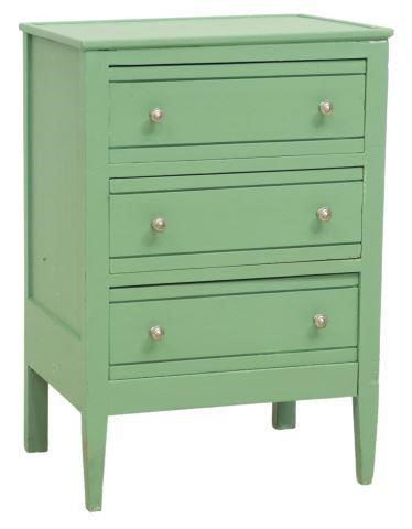 Appraisal: Continental bedside cabinet th c in green paint a rectangular