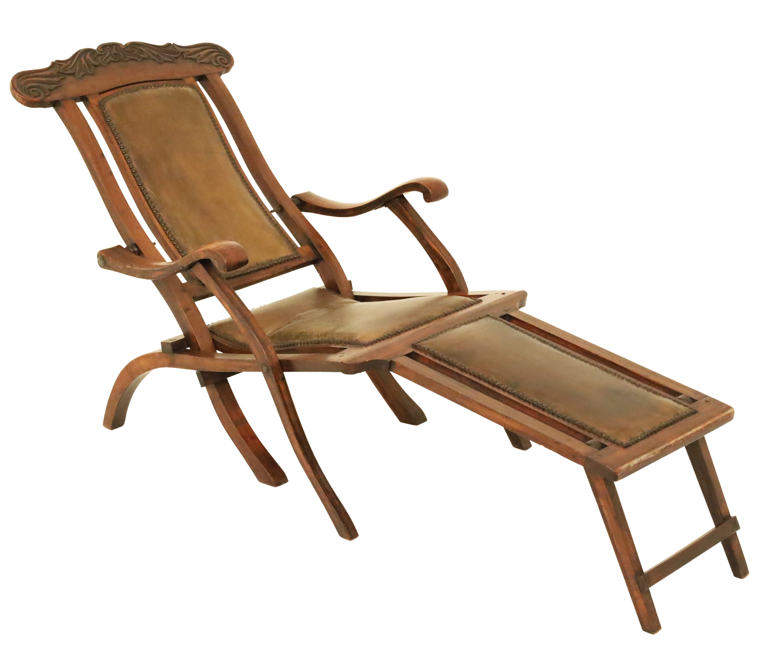 Appraisal: ENGLISH WALNUT FOLDING STEAMSHIP DECK CHAIR An English walnut folding