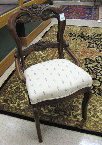 Appraisal: THREE AMERICAN ANTIQUE CHAIRS rocking chair with upholstered cushion seat