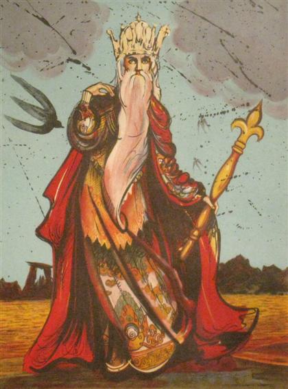 Appraisal: SALVADOR DAL spanish - MOSES from tarot Pencil signed and