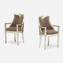 Appraisal: Maurice Dufr ne Art Deco armchairs for La Maitrise pair