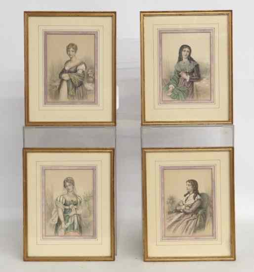 Appraisal: Lot four early framed fashion prints '' x ''