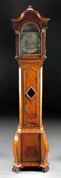 Appraisal: A Dutch Mahogany and Marquetry Inlaid Tall Case Clock early