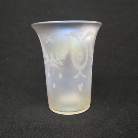 Appraisal: Steuben Verre de Soie Art Glass Tumbler Hawkes engraved floral