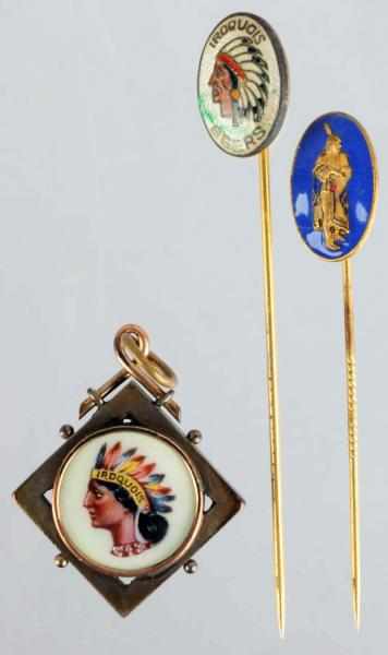 Appraisal: Lot of Iroquois Stick Pins Fob The two Iroquois pieces