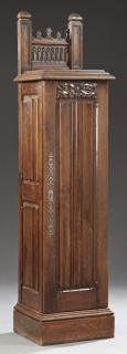 Appraisal: French Gothic Revival Carved Oak Documents Cabinet French Gothic Revival