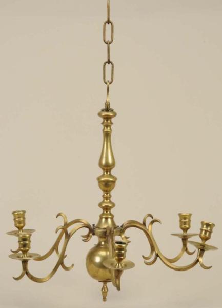 Appraisal: Brass Six-Arm Chandelier Description Late th Early th Century Some