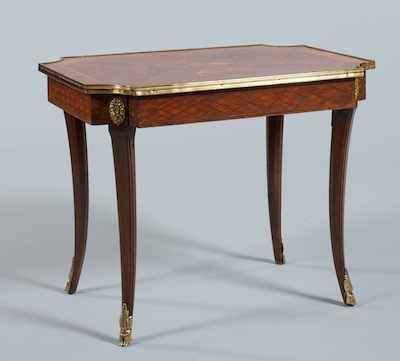 Appraisal: A Delicate Louis XV Style Marquetry Side Table Rectangular with