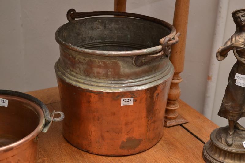 Appraisal: A FRENCH COPPER BUCKET WITH IRON HANDLE A FRENCH COPPER