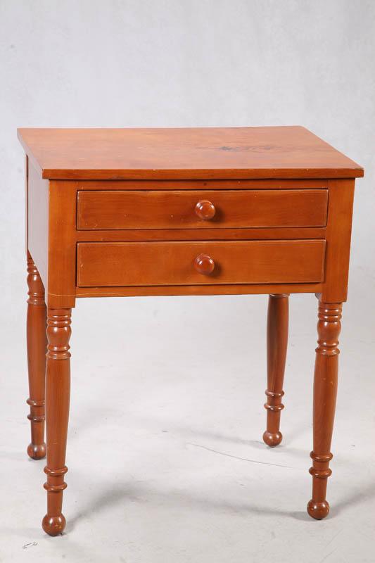 Appraisal: SHERATON TWO-DRAWER STAND Midwestern mid- th century cherry and poplar