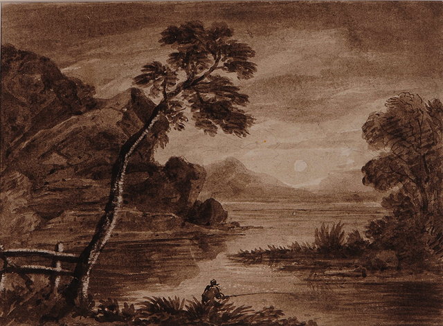 Appraisal: BENJAMIN BARKER - Moonlight - a lake scene with a