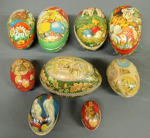 Appraisal: Nine paper lithographed Easter eggs largest l