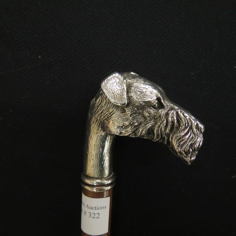 Appraisal: Silver Figural Schauzer Head Walking Stick