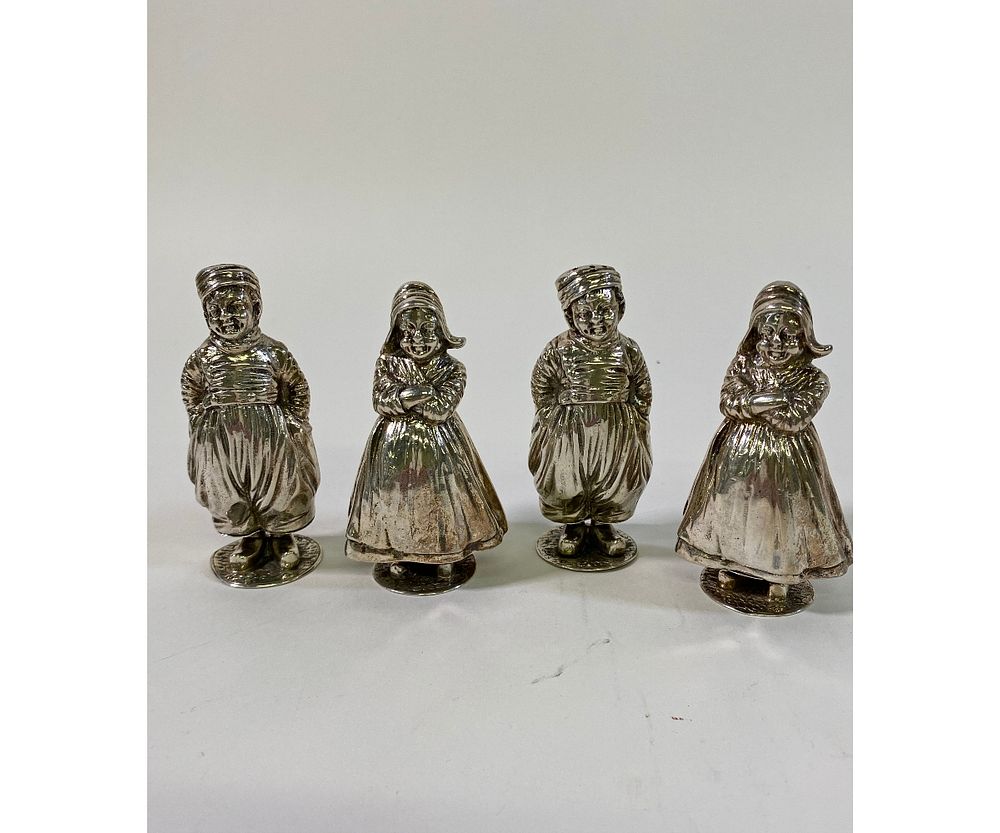 Appraisal: Set of Four Continental Silver Salt Pepper Shakers Set of