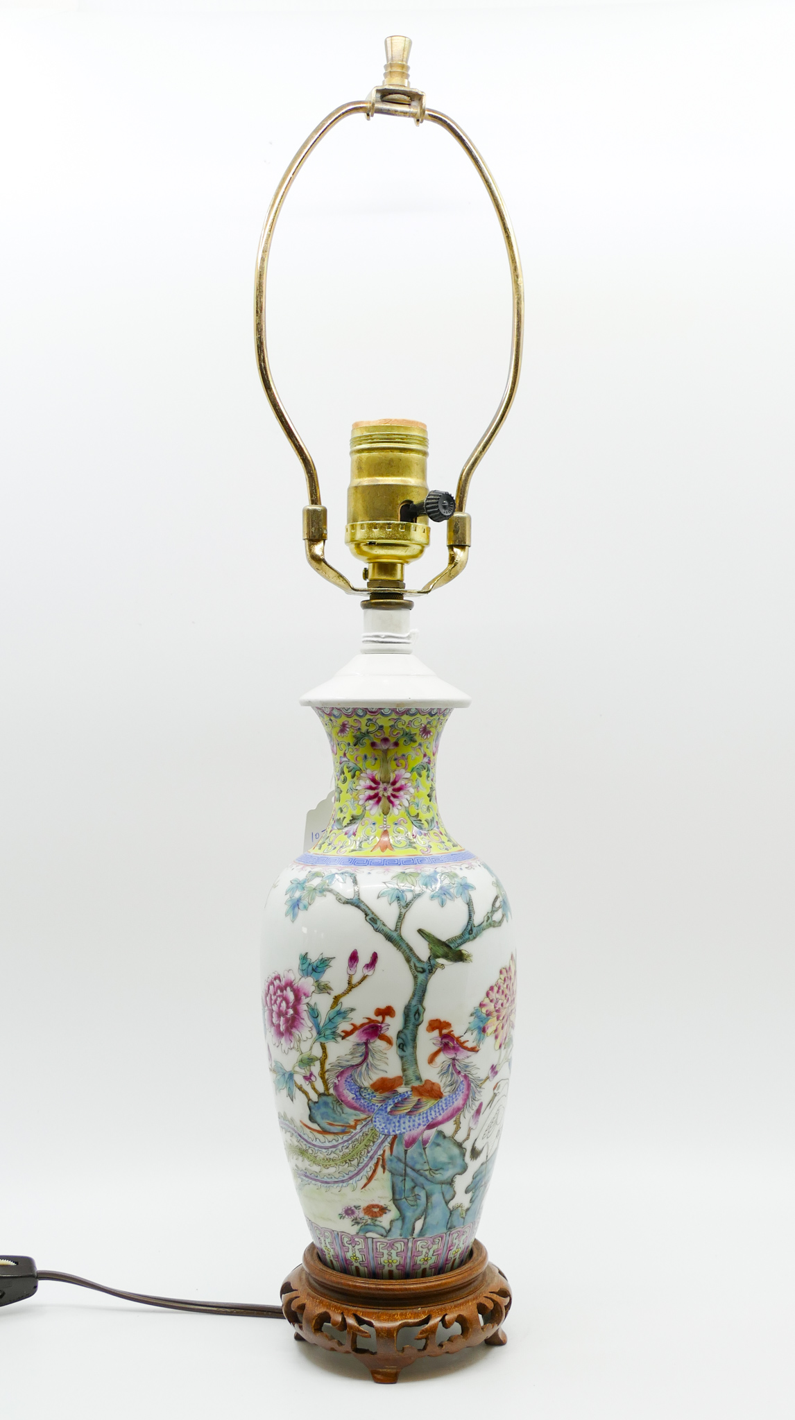 Appraisal: Chinese Republic Phoenix Vase Table Lamp ''