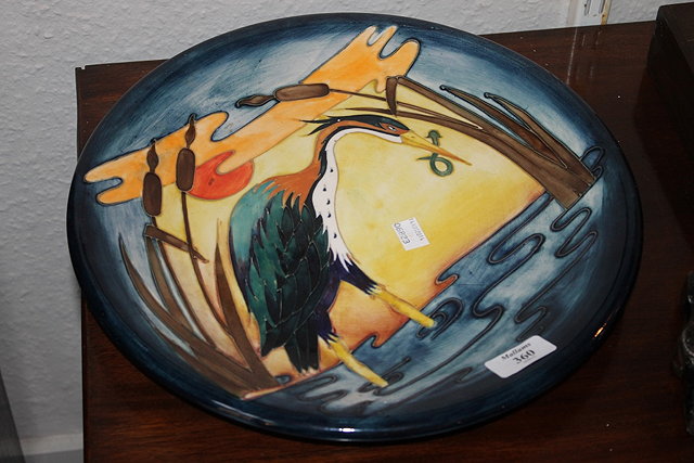 Appraisal: A CONTEMPORARY MOORCROFT CHARGER with crane design cm