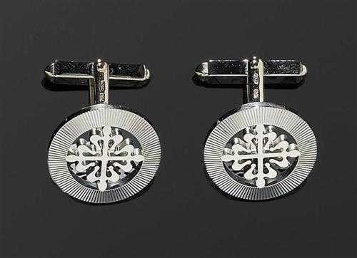 Appraisal: GOLD CUFF LINKS PATEK PHILIPPE White gold g Round cuff