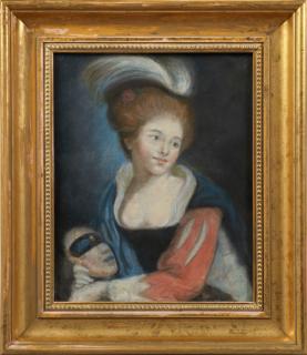 Appraisal: Continental School Woman With a Mask th c pastel presented