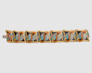 Appraisal: MARGOT DE TAXCO Silver and Enamel Bracelet SILVER AND ENAMEL