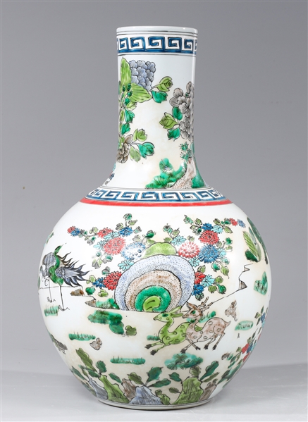 Appraisal: Chinese enameled porcelain tianqiuping vase featuring a globular body with