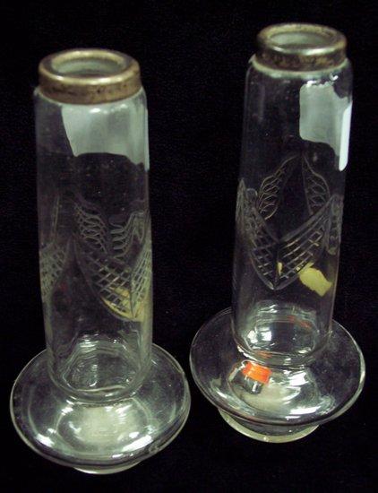 Appraisal: A pair of glass vases each with silver mounts Chester