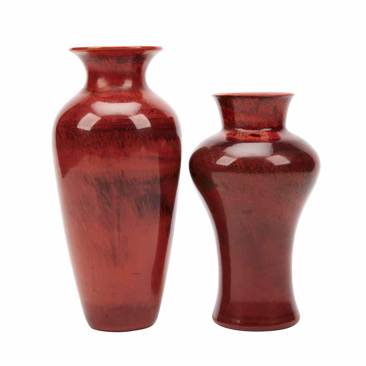 Appraisal: Two Peking Glass Vases Imitating realgar both with smooth undecorated