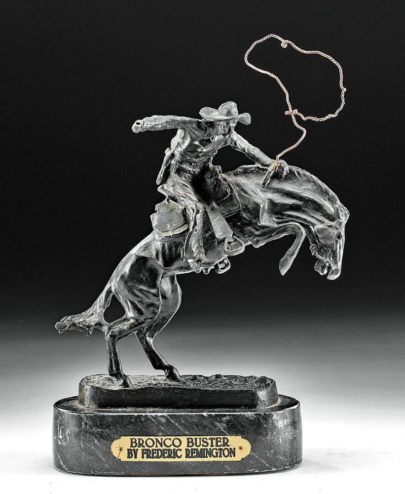 Appraisal: th C Remington Brass Bronco Buster Recast Frederic Remington American