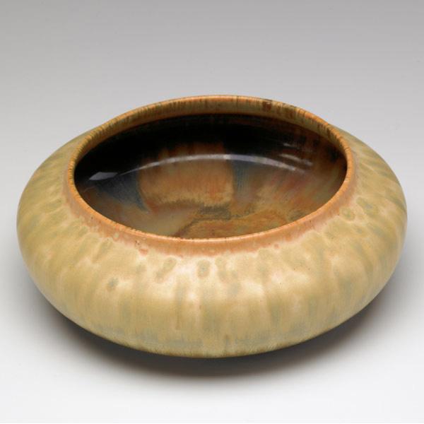 Appraisal: GRAND FEU Mission ware low bowl with matte yellow crystalline