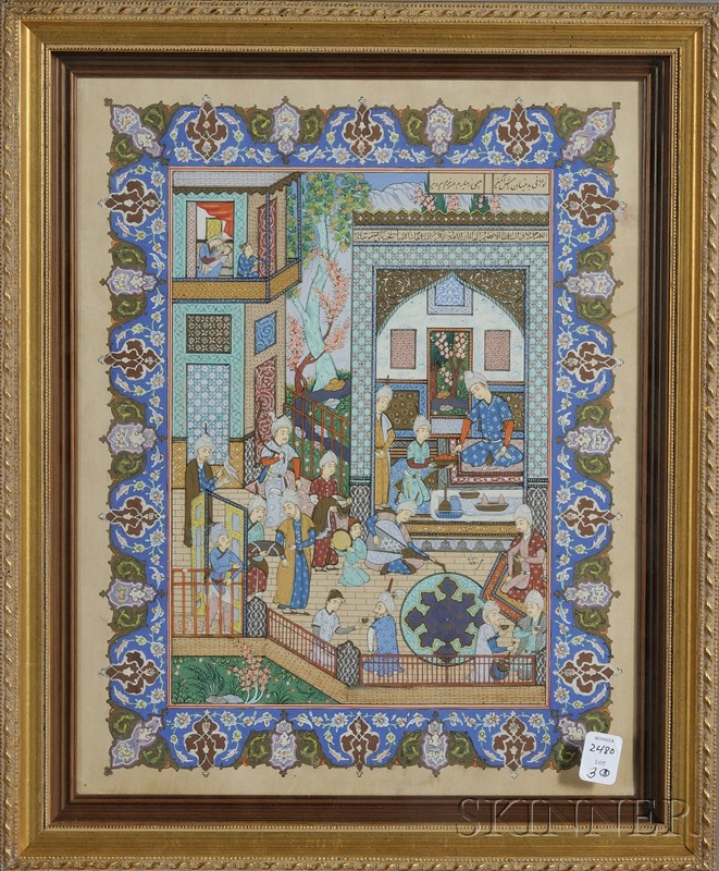 Appraisal: Three Miniature Paintings Persia or India th century ink colors